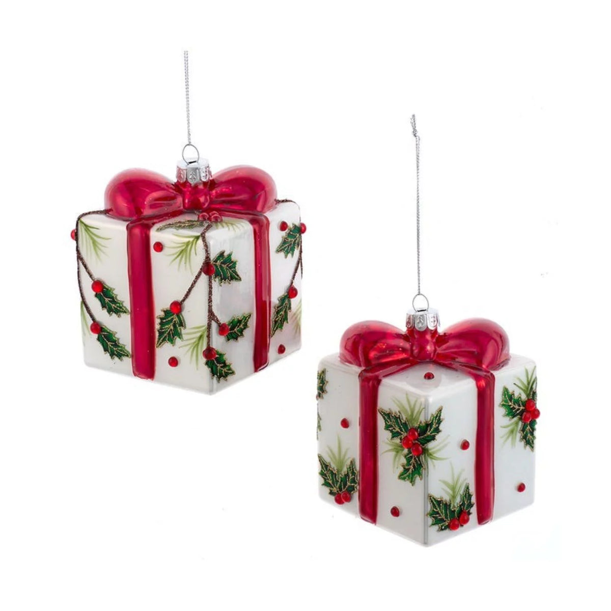 Set of 6 Glass Christmas Ornaments 3.5" U377