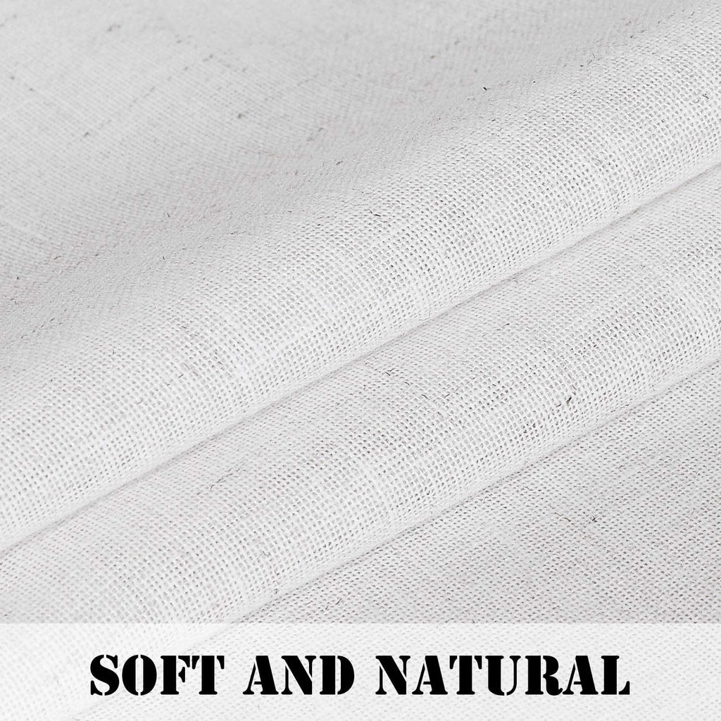 Natural Linen Blended Light Filtering Curtains Set of 2 White 52" x 96" J333187