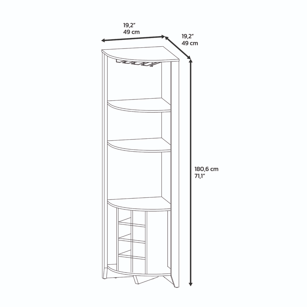 Dark Brown Corner Bar Cabinet L67462