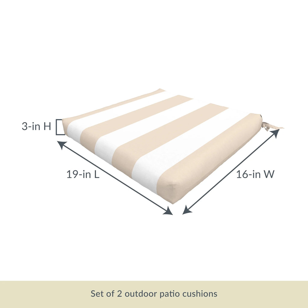 Champagne Stripe Outdoor Seat Cushion, Set of 2 C420379