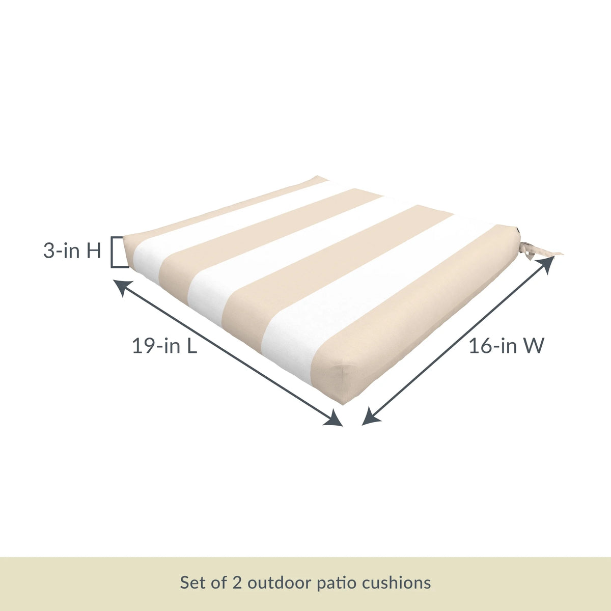Champagne Stripe Outdoor Seat Cushion, Set of 2 C420379