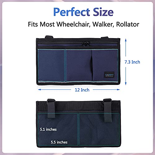 Dark Blue Wheelchair Side Bag with Phone Holder X5610