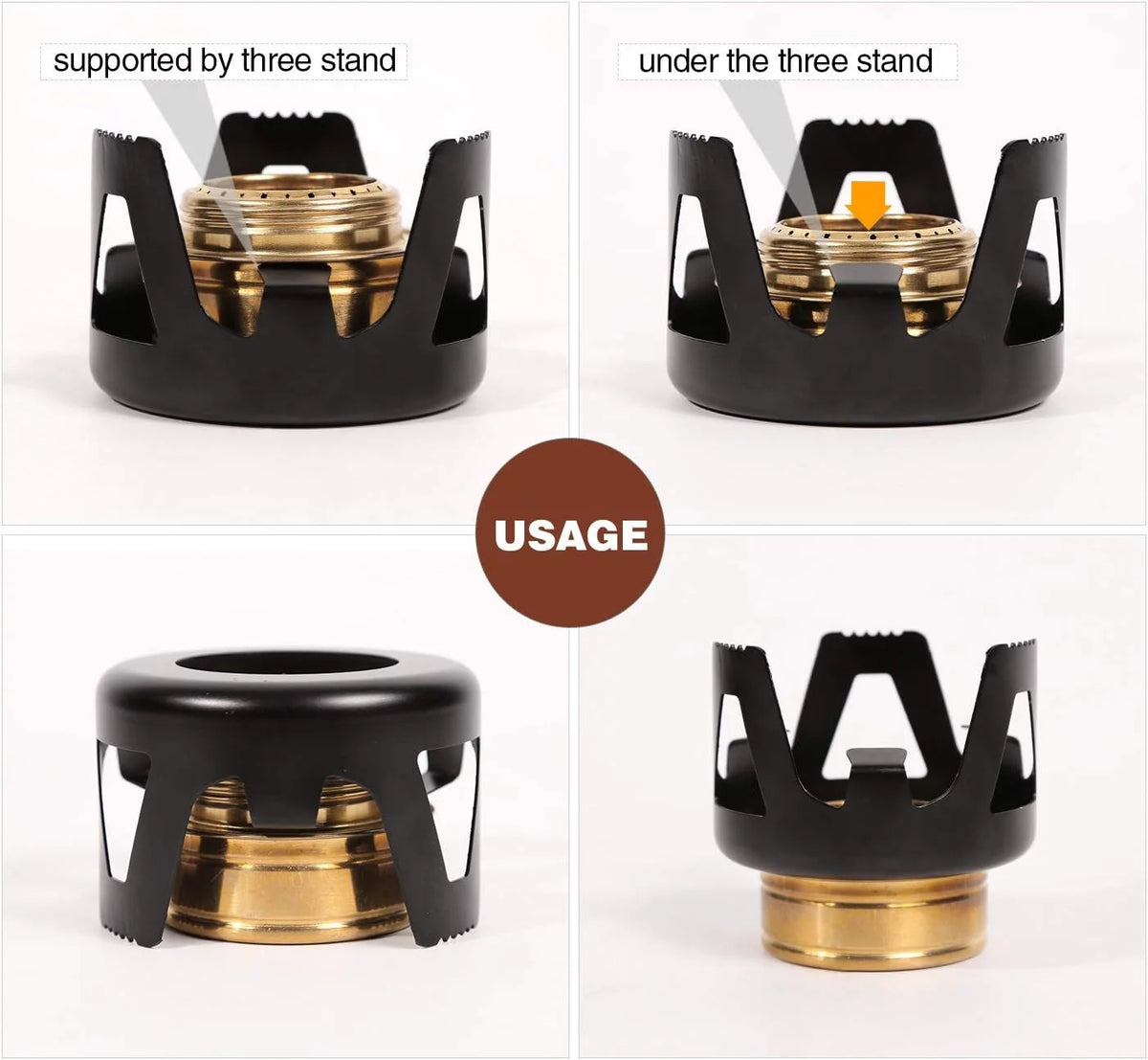 Lightweight Brass Alcohol Stove Burner with Stand Y3535
