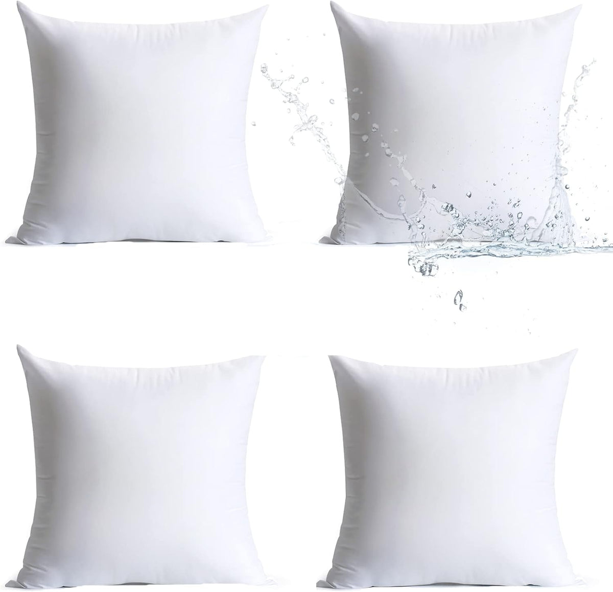 Pack of 4 Water Resistant Hypoallergenic Square Pillow Inserts Z744