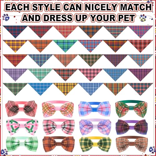 Adjustable Plaid Striped Dog Bandanas W813457