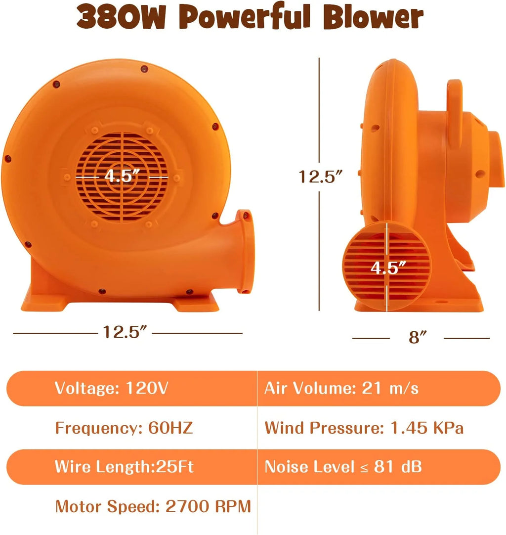 380W 0.5HP Air Blower with 25 FT SJTW Wire, IPX4, GFCI Plug W961