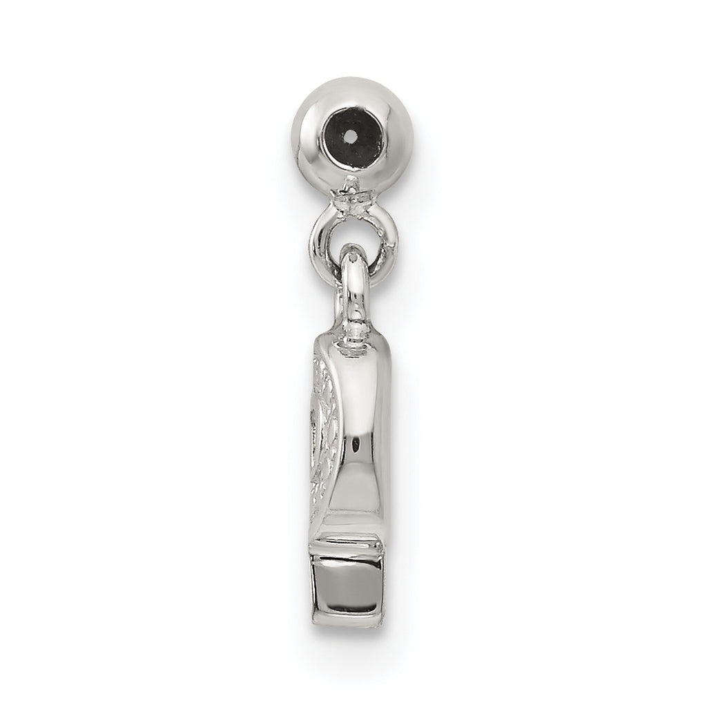 Sterling Silver Letter P Dangle Initial Charm Pendant with Rope Chain Necklace 20'' D58757