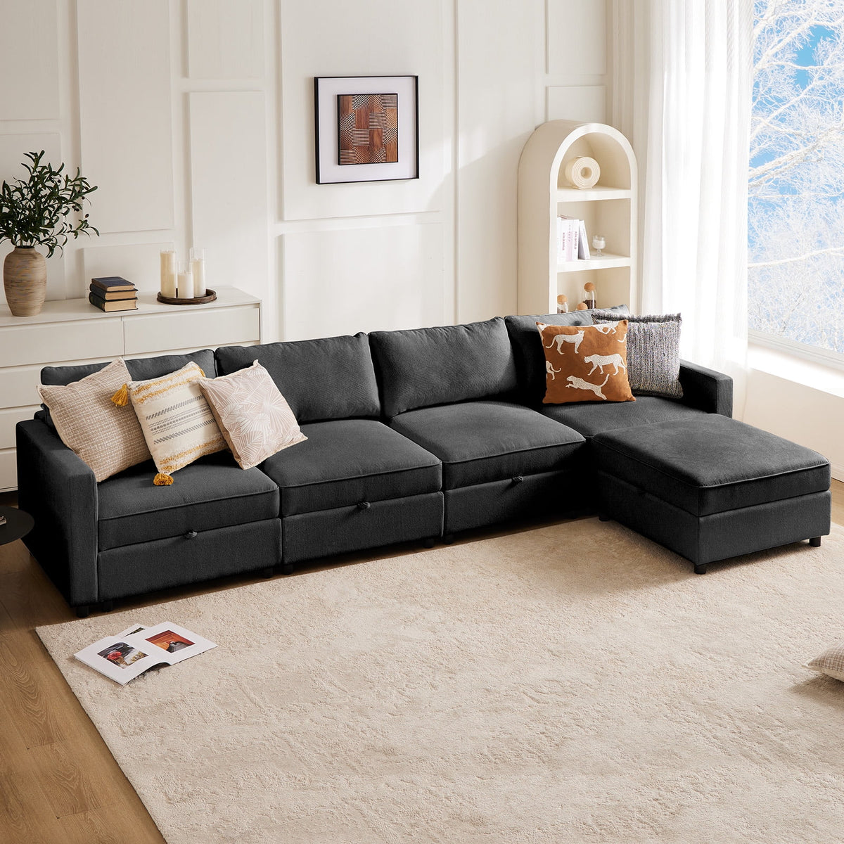 Beige 4 Seat Oversized U Shaped Sectional Sofa C186461