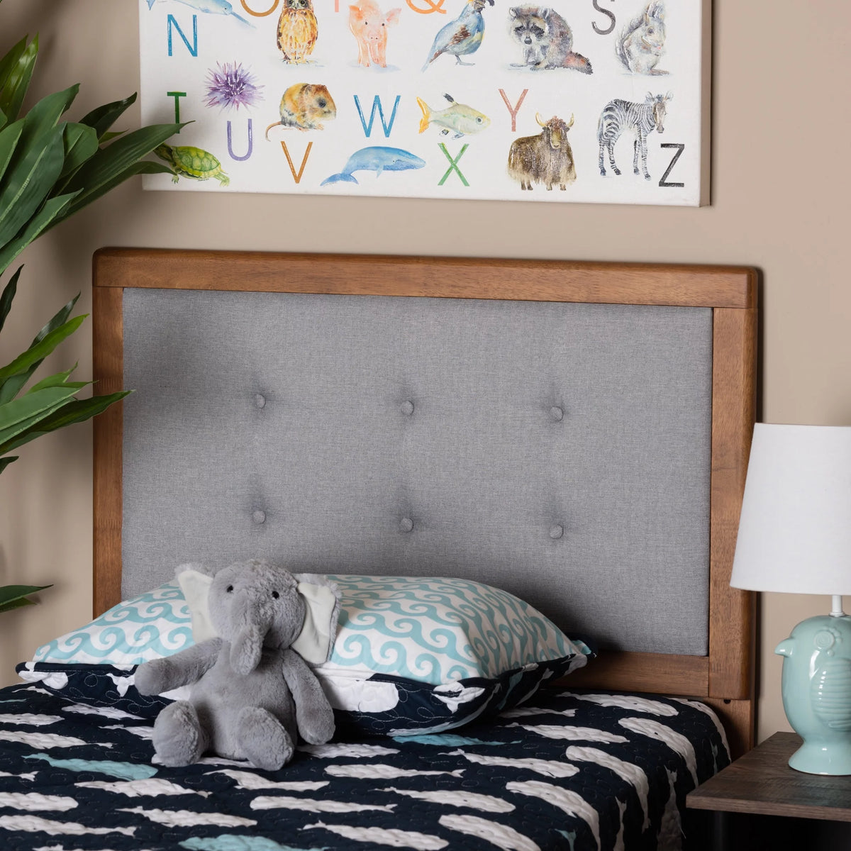 Light Grey Walnut Twin Headboard T651