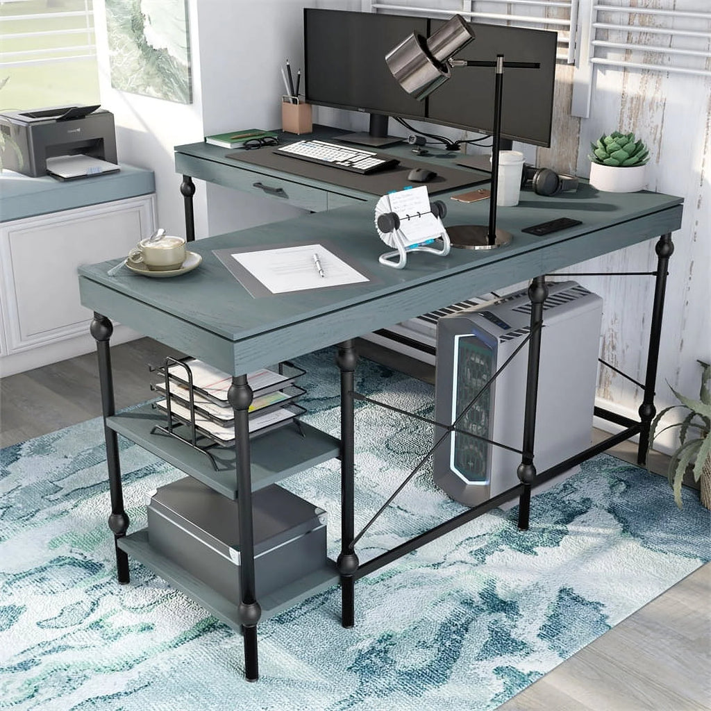 L-shaped Wooden Desk L3809