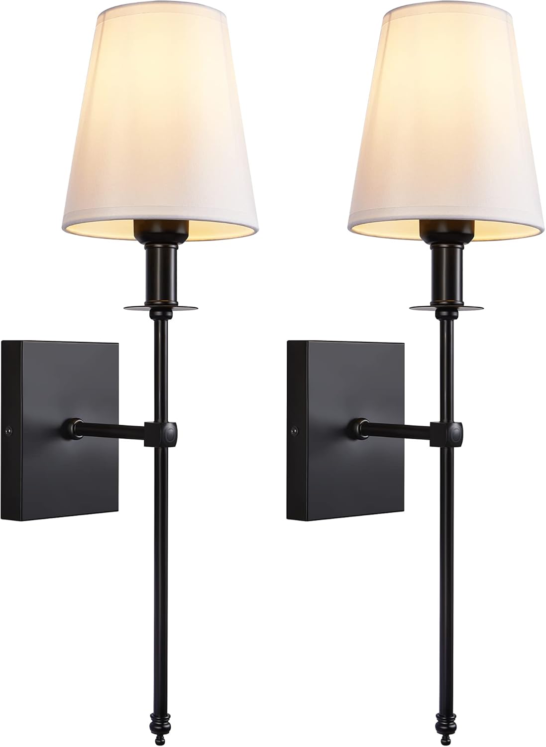 Antique Brass Wall Sconce Set of Two with White Fabric Shade K202
