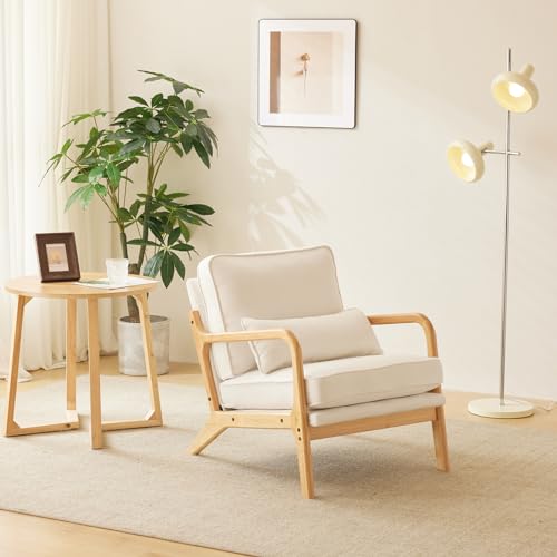 Beige Upholstered Fabric Accent Chairs Set of 2 F44823