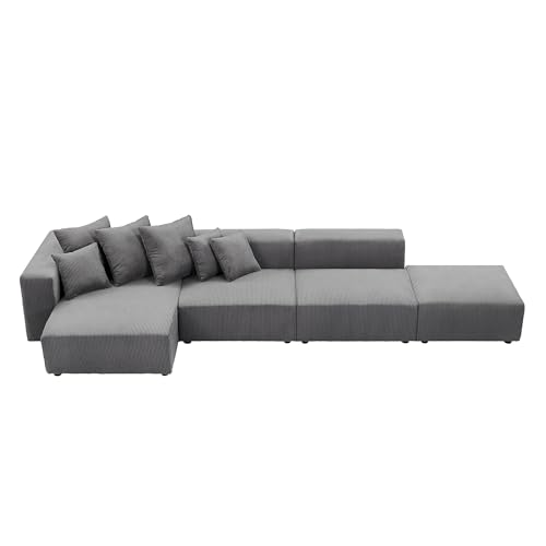Cream Curved Boucle Modular Sectional Sofa Set 4 Seat V29838