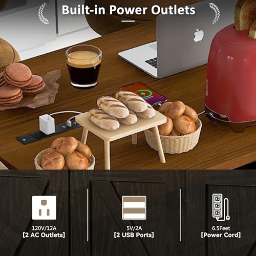 Rolling Kitchen Island with Power Outlet and Drop Leaf K68082