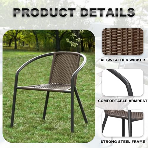 Stackable Wicker Rattan Outdoor Chairs Set of 4 M57869