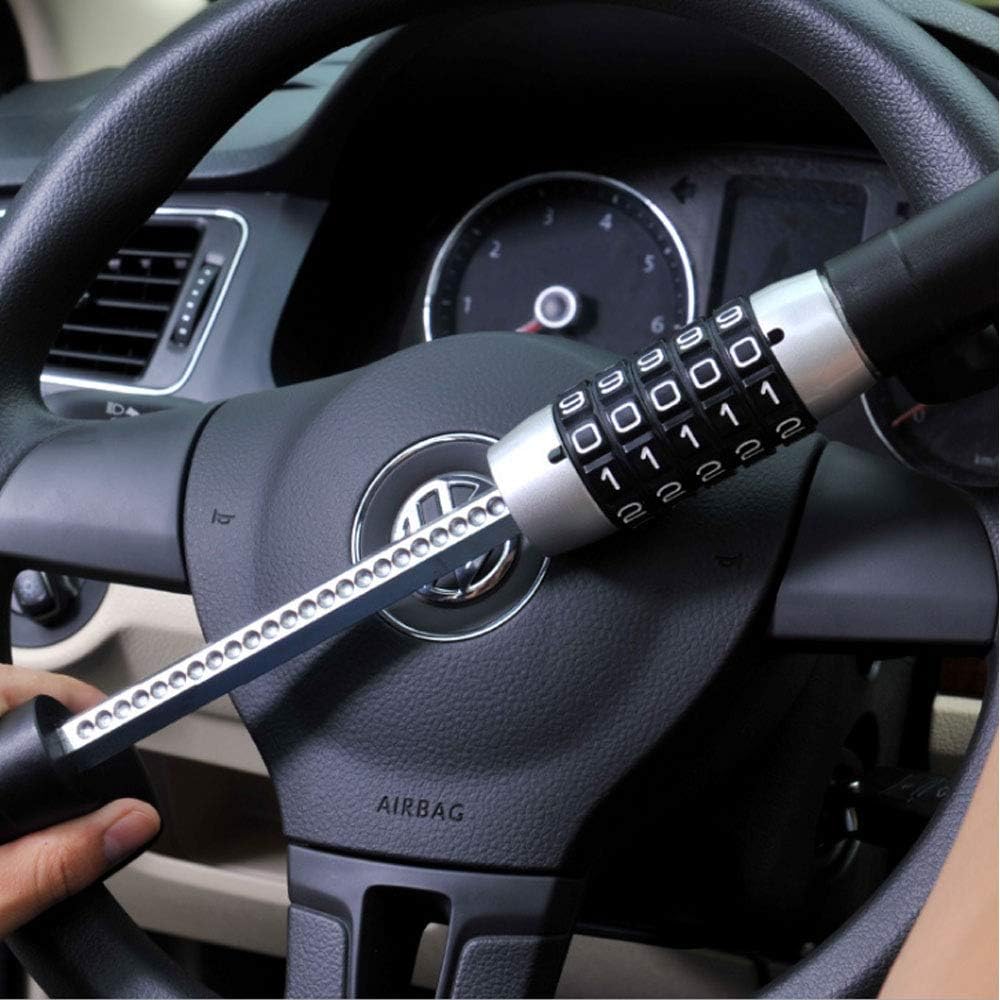 Steering Wheel Lock 5 Digit Combination Anti-Theft Extendable Double Hook D8827