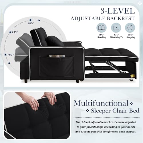 Beige Velvet Convertible Chair Bed P837580