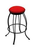 Swivel Bar Stool with Black Wrinkle Finish and Canter Red Seat W2634