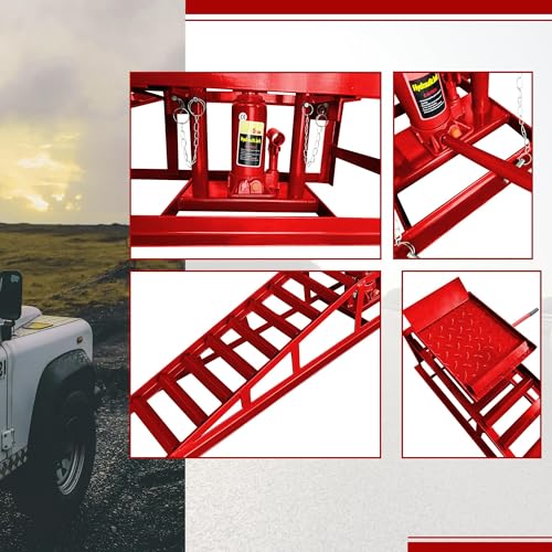 2 Pack Hydraulic Car Ramps 5T 10000lbs Low Profile Lift Height 11.61-16.21 Inches Q93442