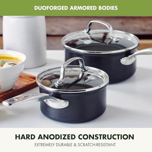 Black 3QT Hard Anodized Ceramic Nonstick Saucepan Pot with Lid L59954