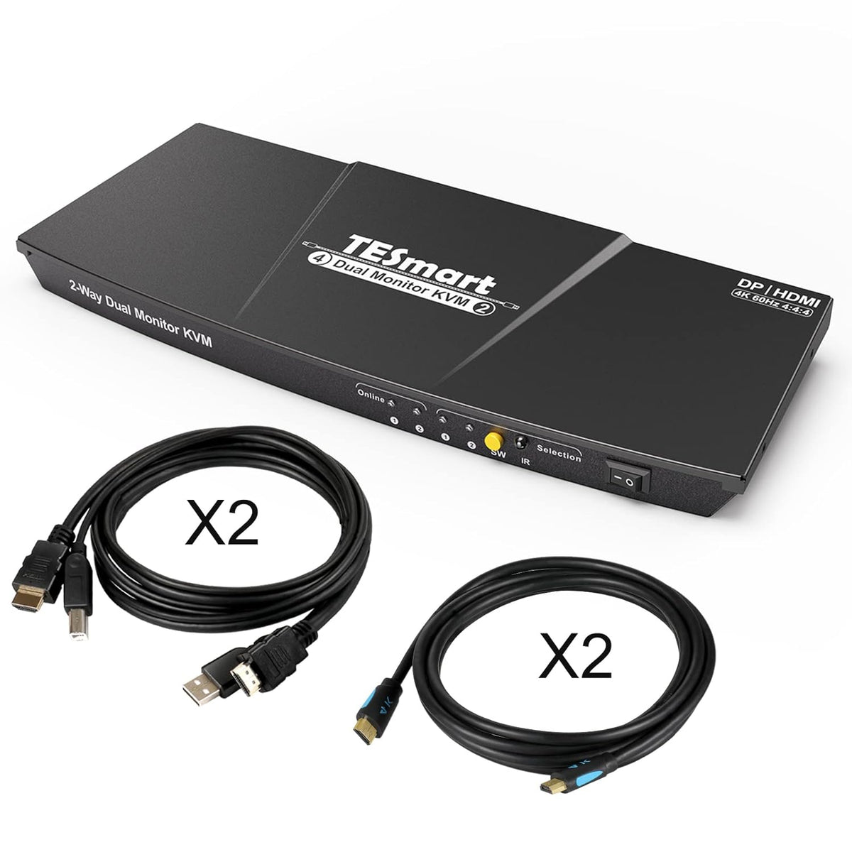 Dual Monitor KVM Switch with HDMI Port (Grey) F723