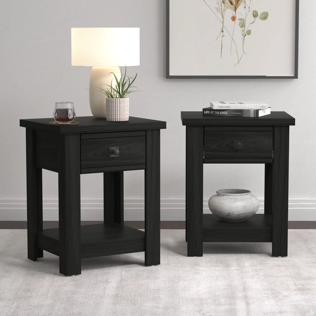 White 1 Drawer Nightstand Set of 2 J2091