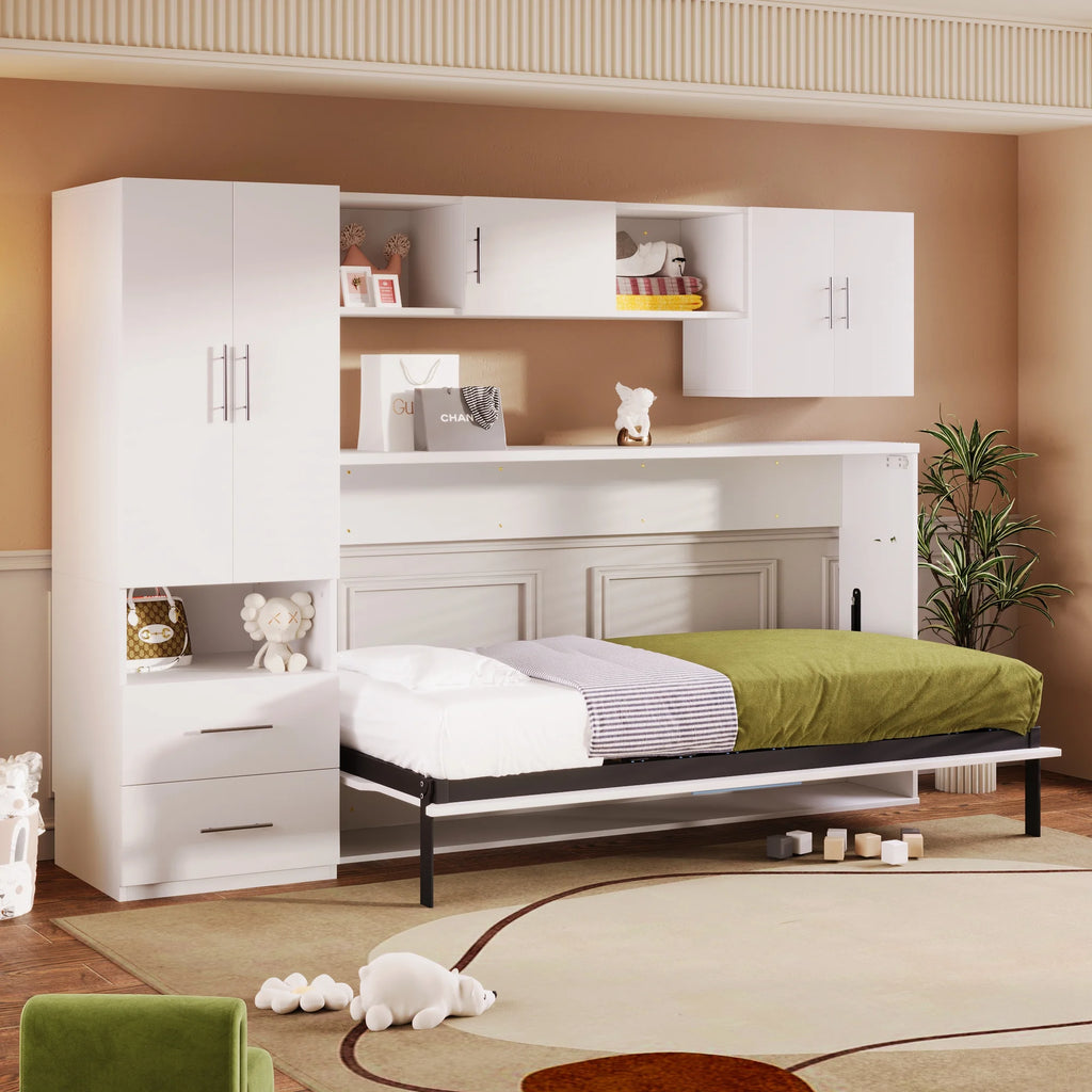Twin Size Murphy Bed with Shelf and Drawer G38877