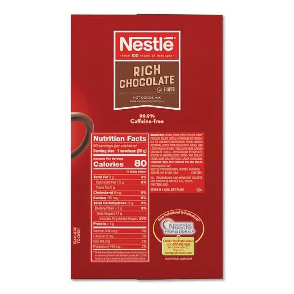 Hot Cocoa Mix, Rich Chocolate, .71oz, 50/box, Bundle of 10 Boxes T397683