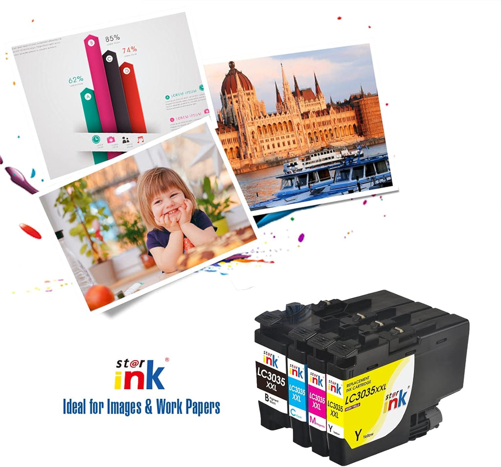 Compatible Ink Cartridge for Brother Printer, 4 Packs D576