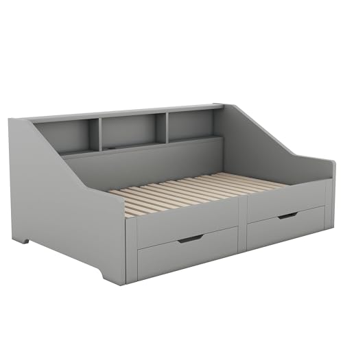 White Wood Twin to King Daybed with Trundle and Storage B2643