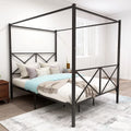 Queen Black Metal Canopy Platform Bed Frame V18815