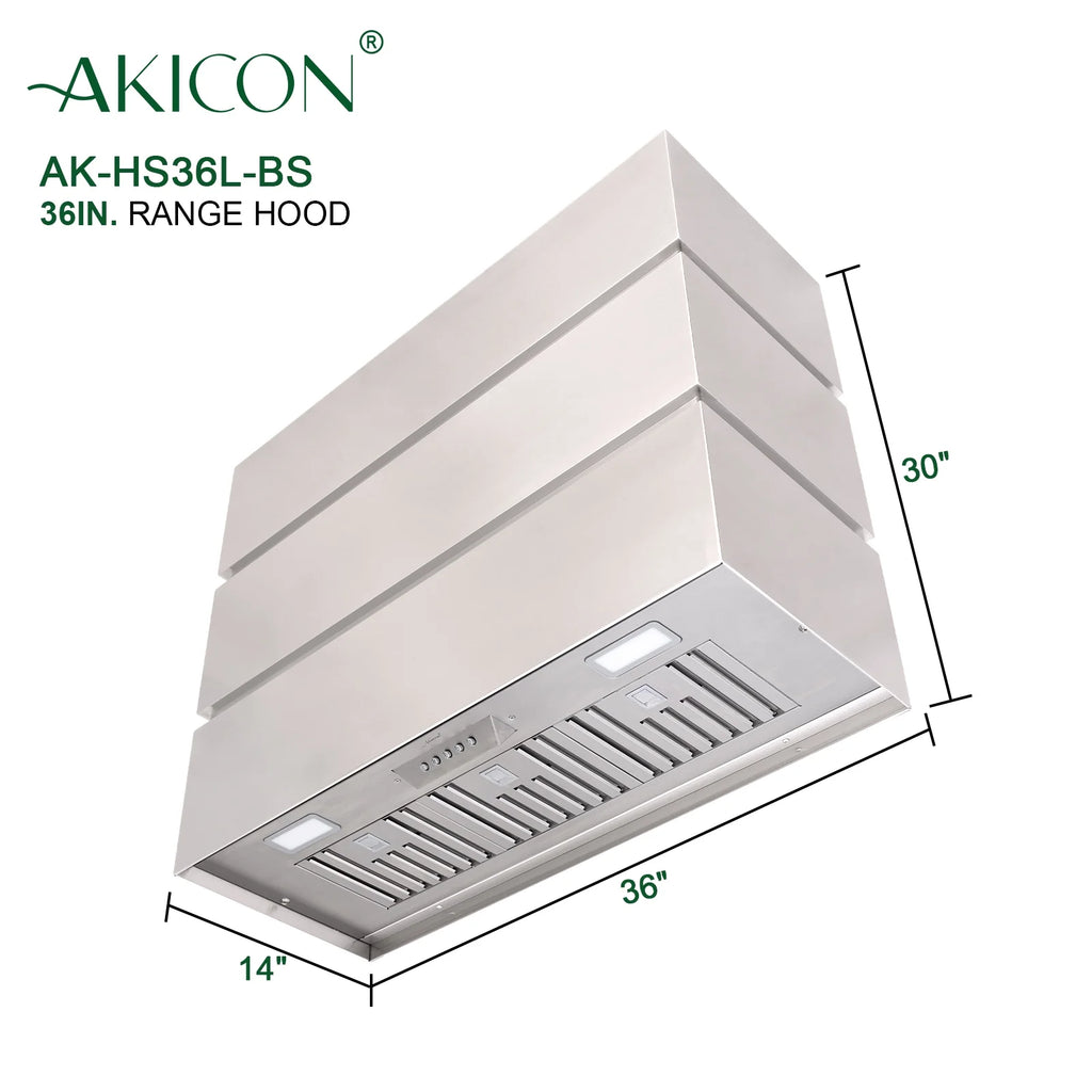 36" Brushed Stainless Steel Wall Mount Range Hood F306