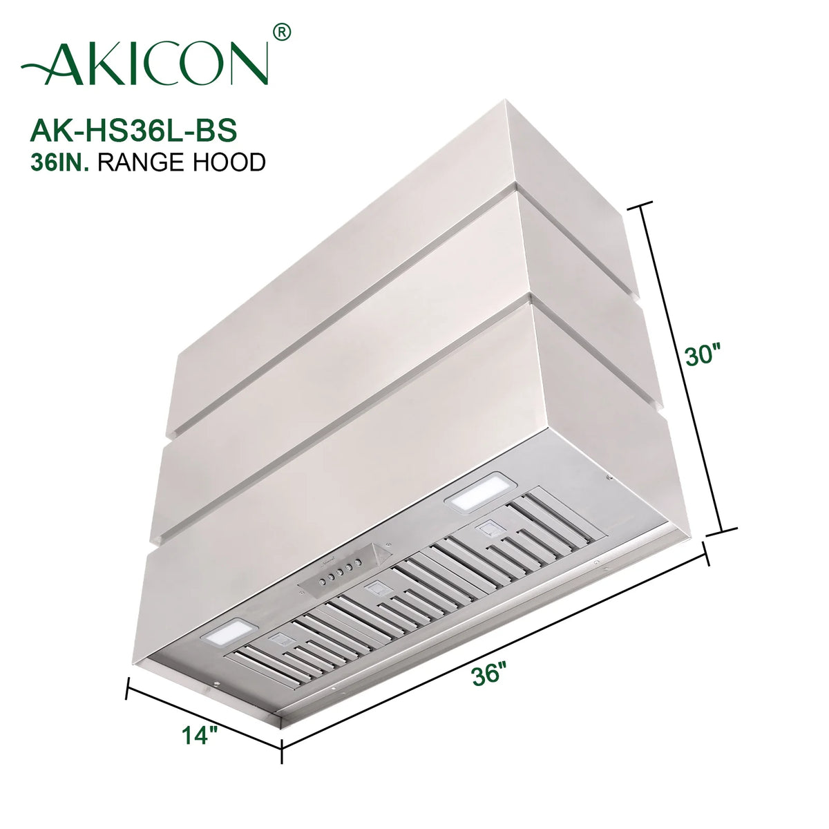 36" Brushed Stainless Steel Wall Mount Range Hood F306