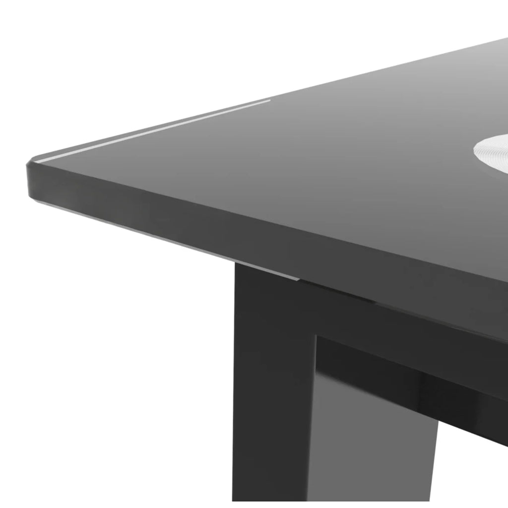 Black Glass Top Metal Frame Dining Table F726