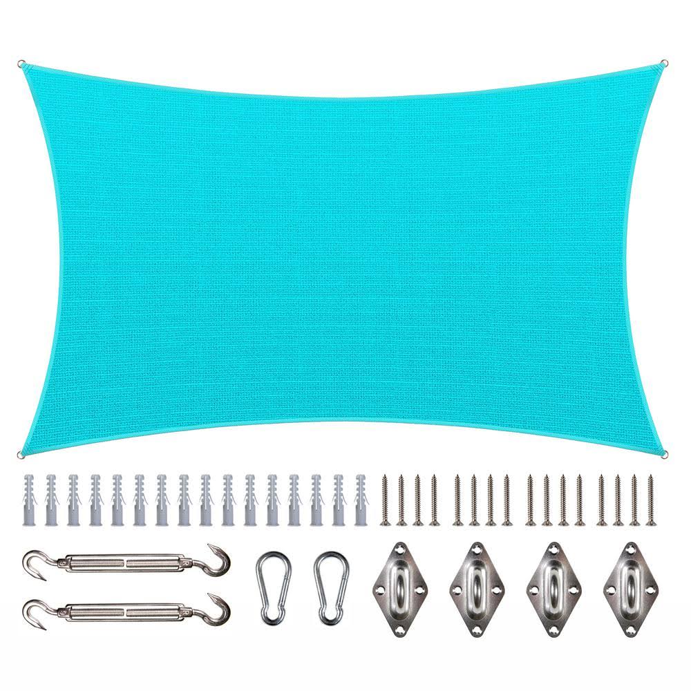 Turquoise Rectangle Sun Shade Sail with Rectangle Kit U373