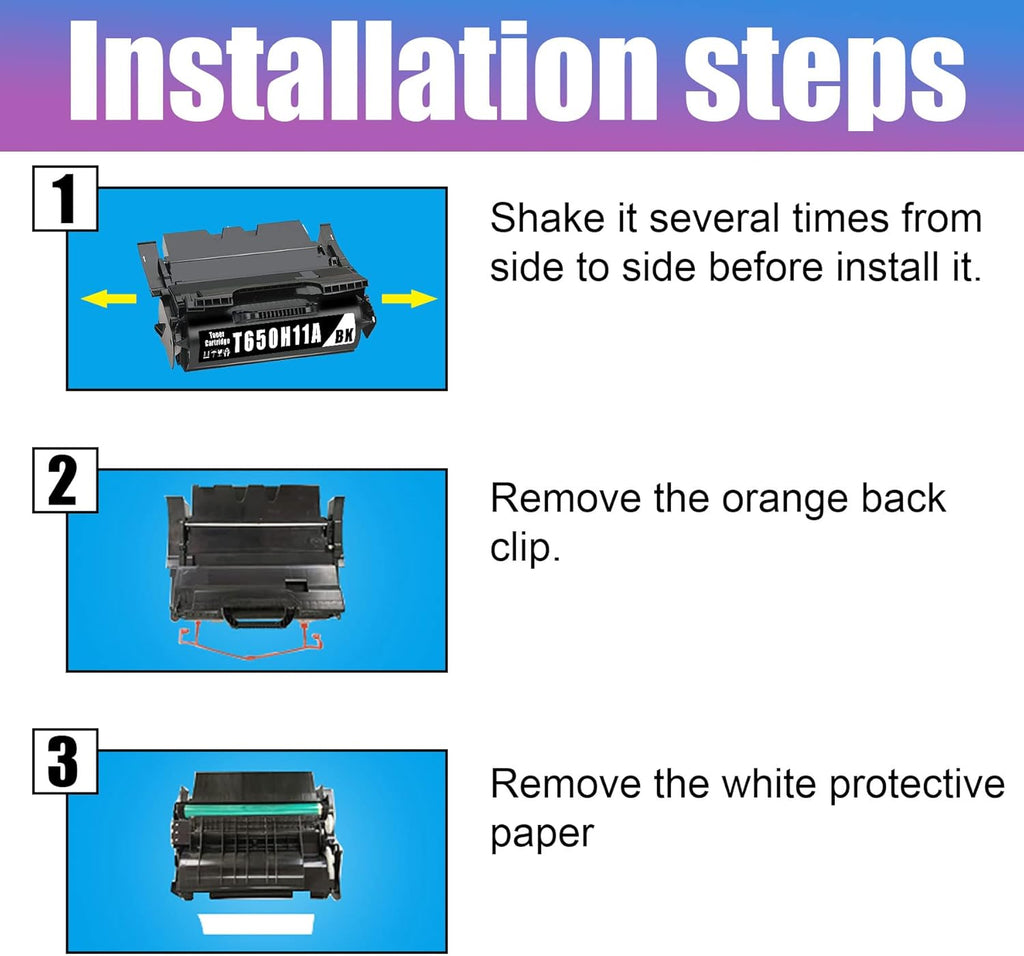 2 Pack Compatible Toner Cartridge Replacement for Lexmark T650 T652 T654 T656 TS654 TS656 Printer S92863