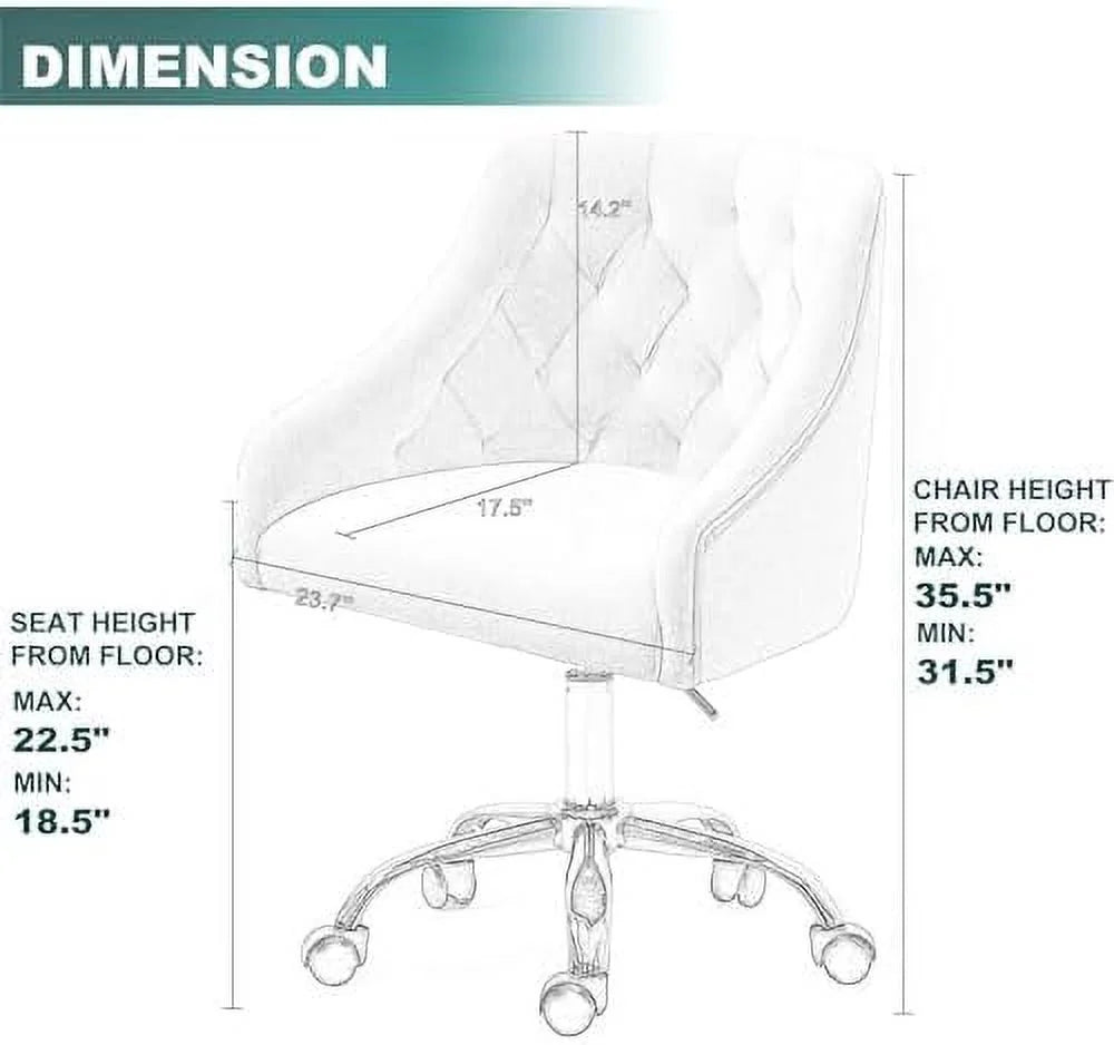Blue Velvet Adjustable Swivel Desk Chair U581362