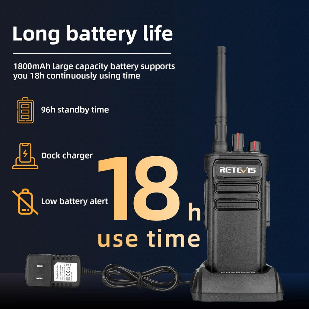 Waterproof GMRS Two Way Radios Rechargeable 1800mAh 2 Pack J907