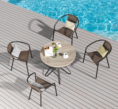 Stackable Wicker Rattan Outdoor Chairs Set of 4 M57869