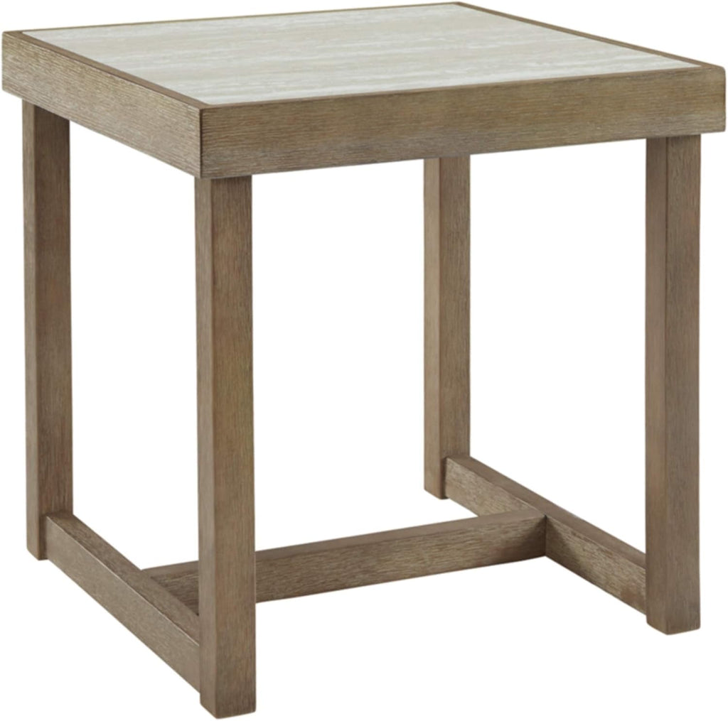 Contemporary End Table with Faux Carrara Marble Top P2046