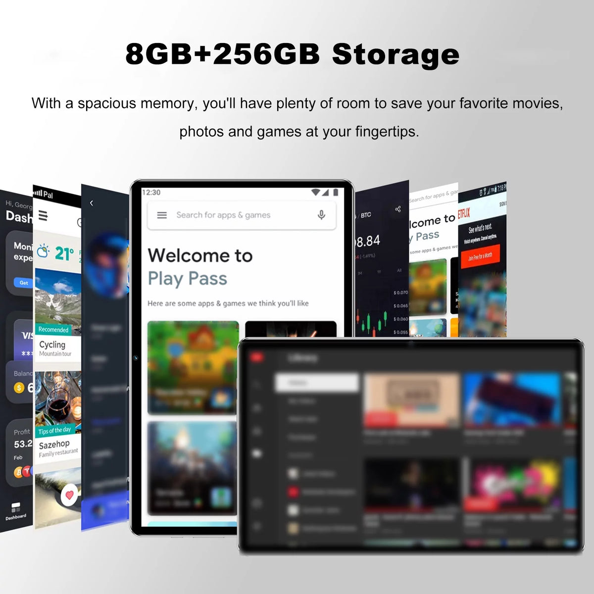 10.1 inch Tablet with 8GB+256GB Storage E715