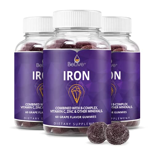 Iron Supplement with Vitamin C, A, B & Zinc, Grape Flavor, 3-Pack D57355