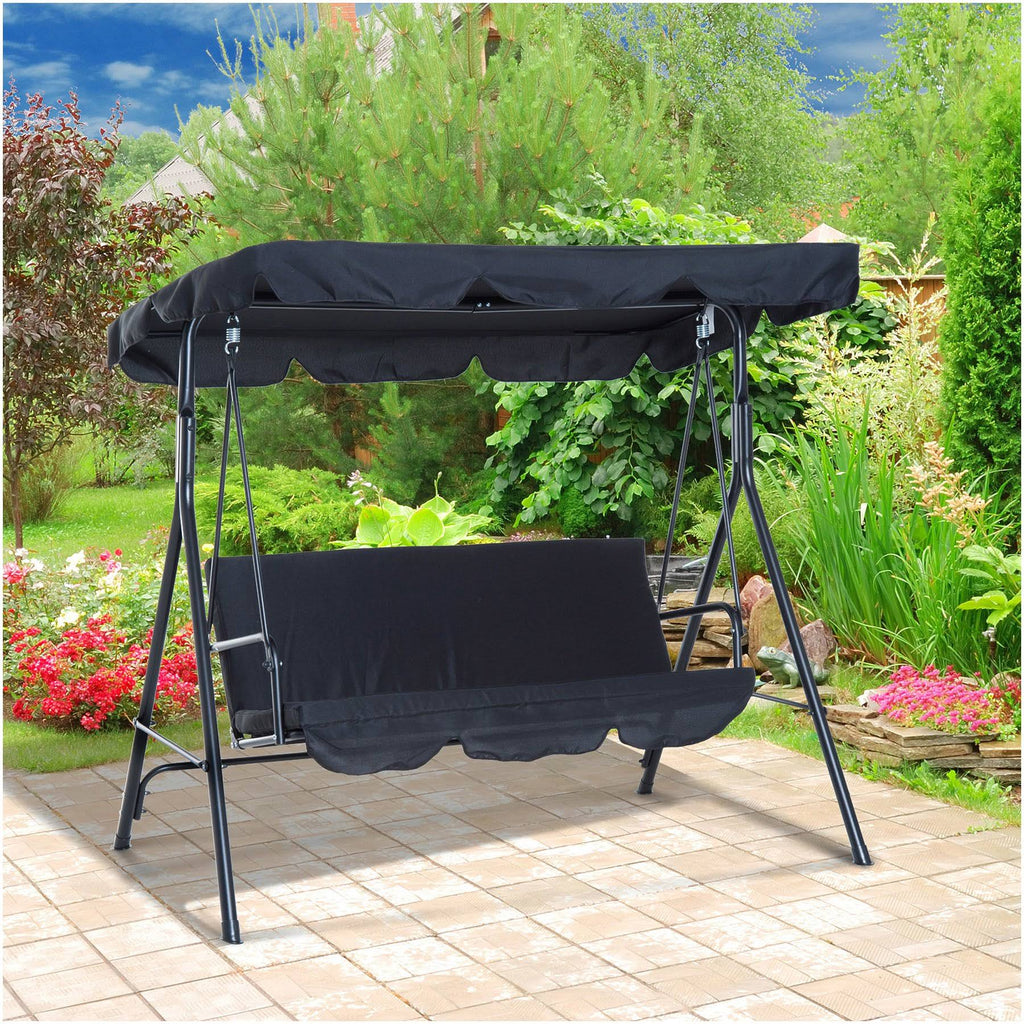 Black Steel 3 Person Porch Swing Q432