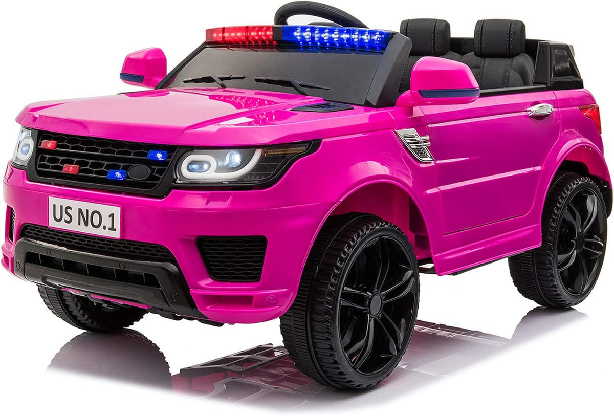 Black 12V Kids Ride On Police Car with Remote Control S988