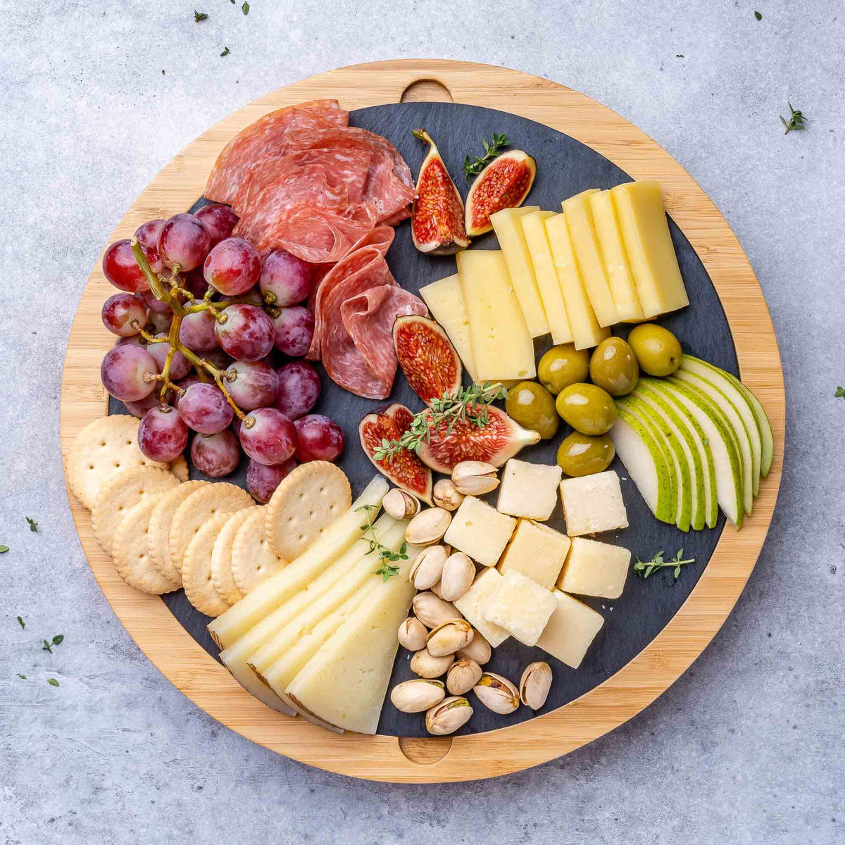Bamboo Cheese Board with Knife Set and Slate O8646