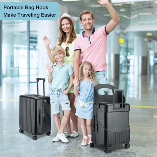 Black 22 Inch Expandable Ride on Suitcase with Spinner Wheels N15987