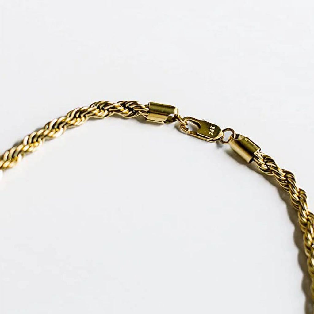 24k Gold Plated Rope Chain Necklace Z302166