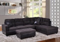 Microfiber with Faux Leather Sofa Set with Ottoman U488548