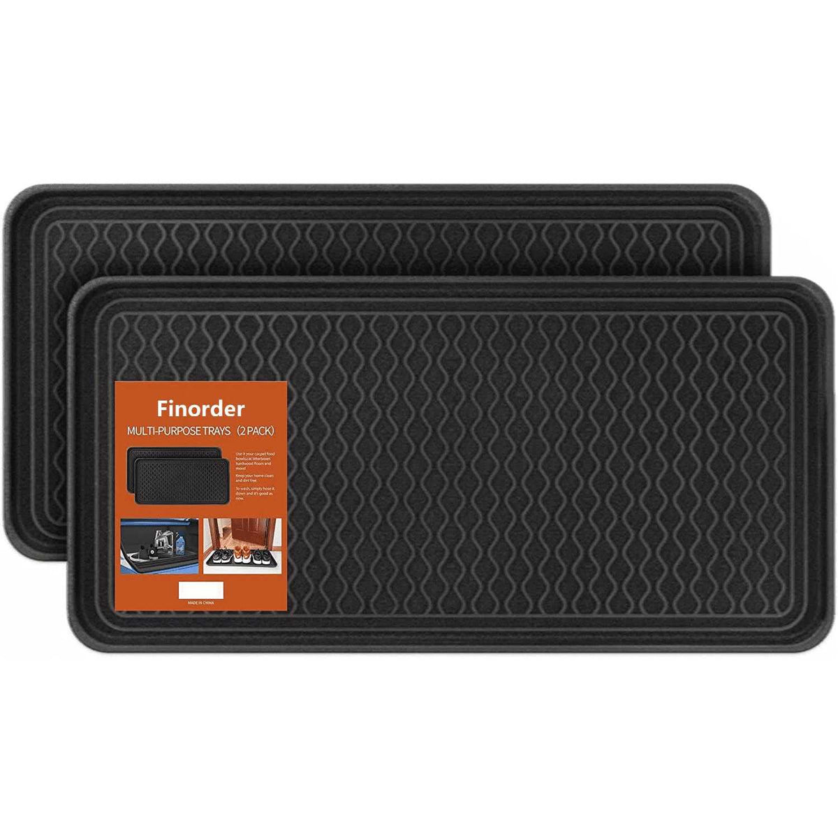 Set of 2 Black Heavy Duty Boot Trays D109