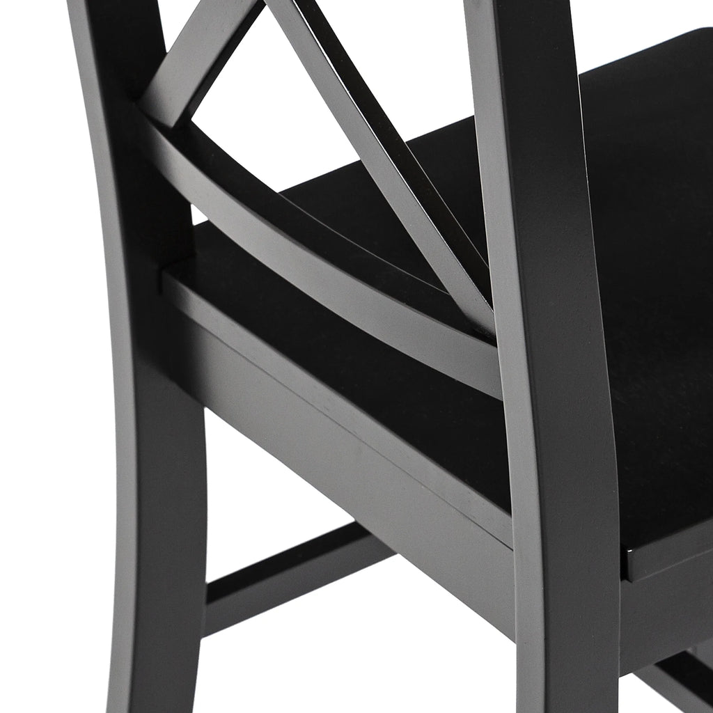 Antique Black Wood Dining Chairs, Set of 2 D3042